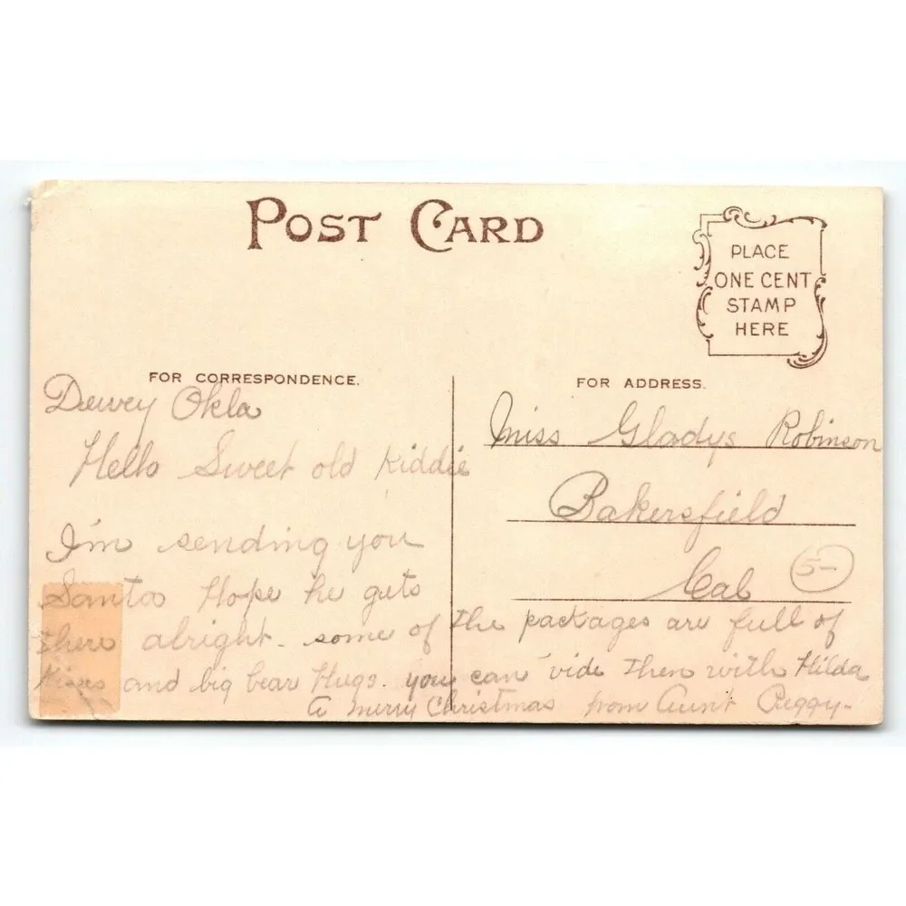 Santa Claus Christmas Postcard He Filled All The Stockings Kids Sleeping 1908